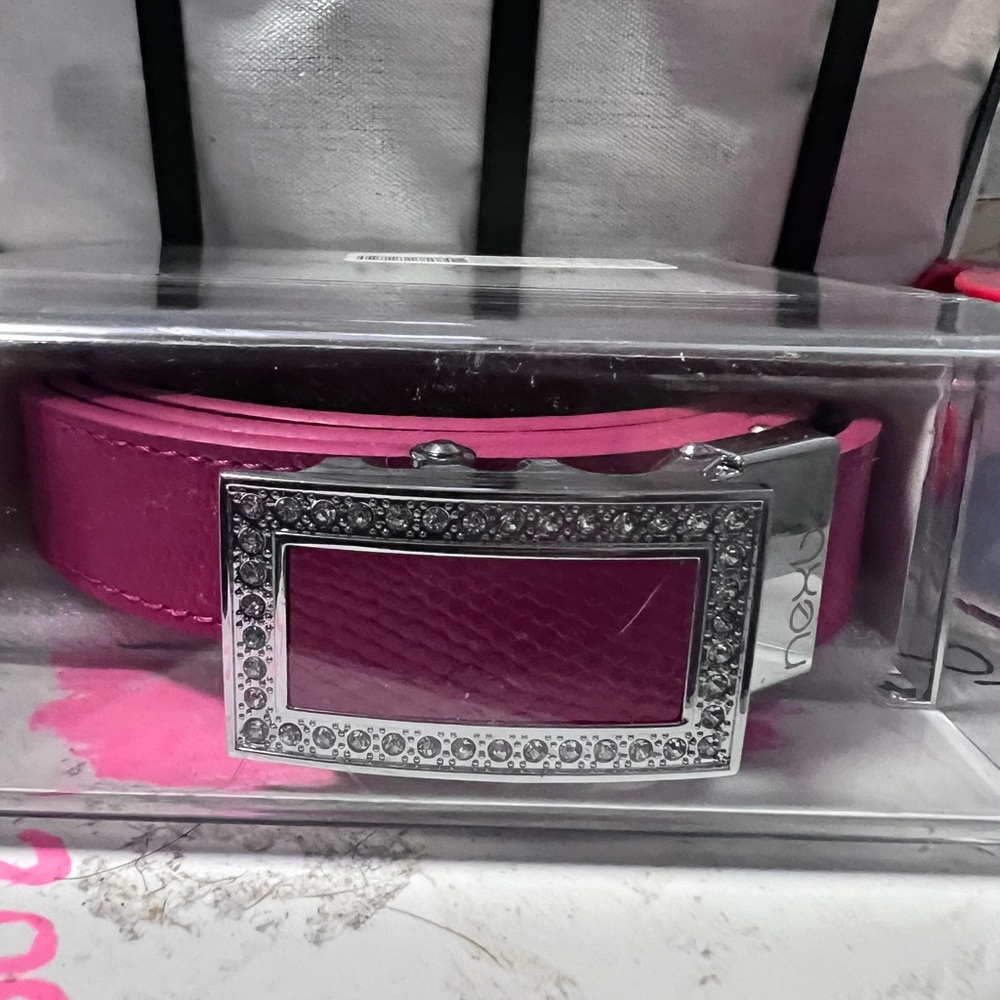 New NextBelt Pink Lizzard with Embellished Silver crystal Buckle belt - Picture 3 of 7